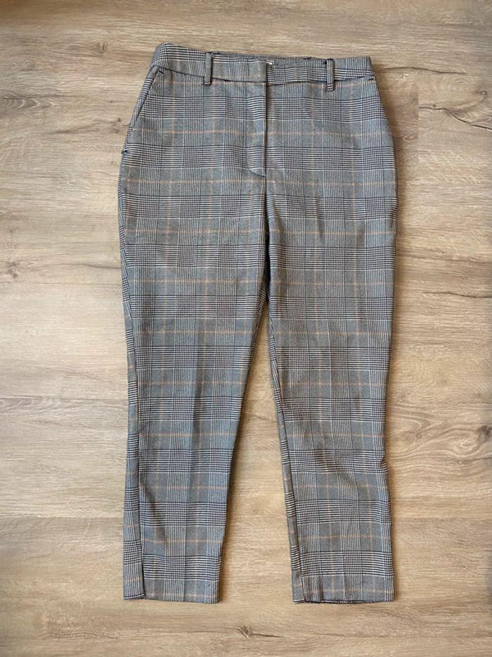 Pantalon chino à carreaux gris et beige Pimkie taille 34 / XS - photo numéro 2