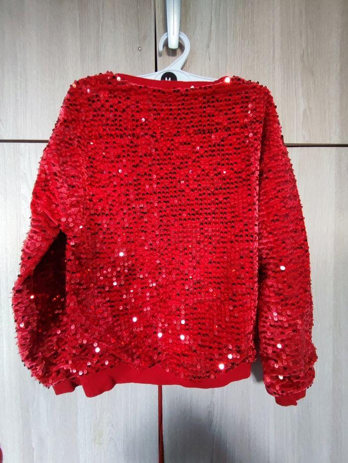 Pull rouge sequins brillant 8 ans Kiabi - photo numéro 2