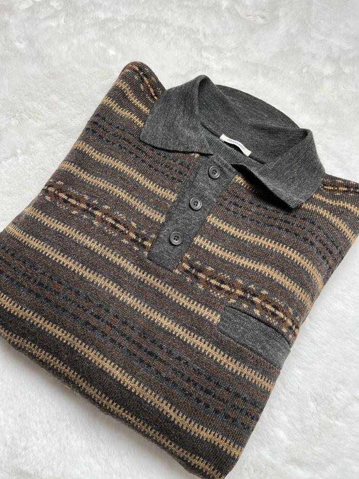 Pull vintage avec motif en laine marron taille XXXL - photo numéro 3