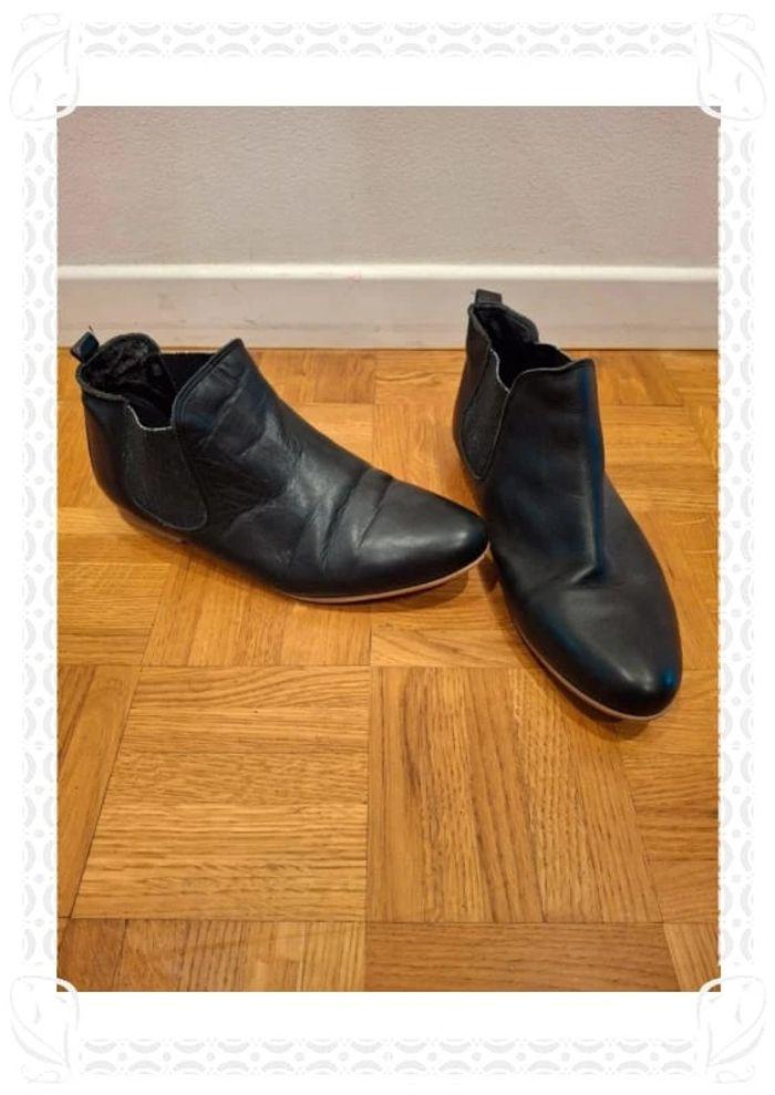 Bottines noires texto taille 38 cuir - photo numéro 2