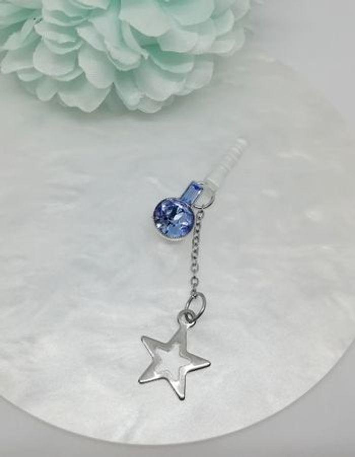 Bijou pendentif étoilé et strass bleu pour smartphone prise anti-poussière - photo numéro 4