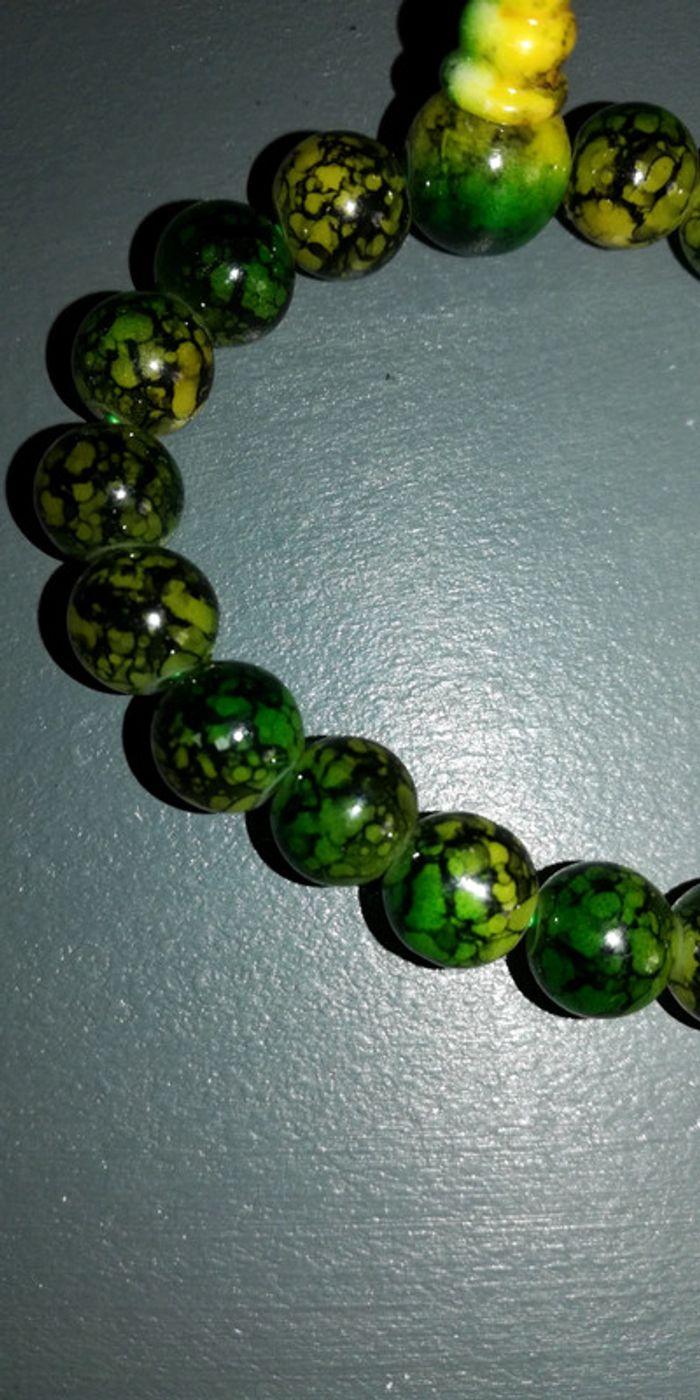 Bracelet perles vertes et jaunes - photo numéro 1