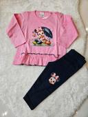 Haut manche longues avec leggings rose et bleu marine Minnie bébé/AC Criaçoes-12mois