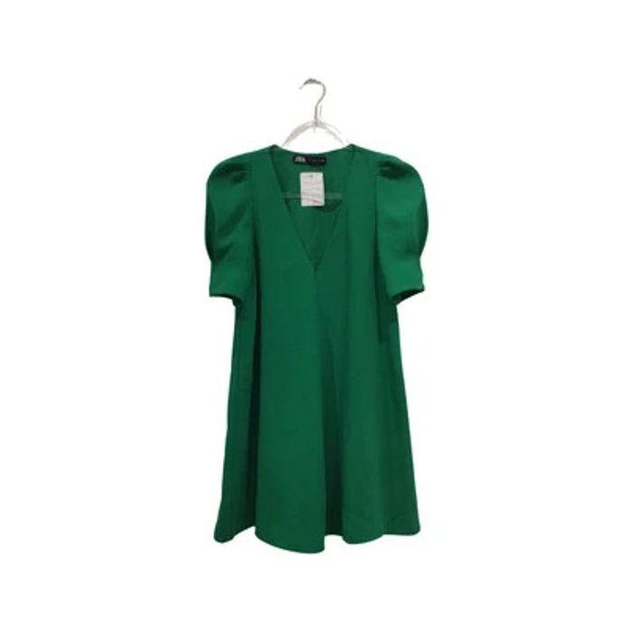 Robe tunique verte manches courtes bouffantes - Zara - T xs - photo numéro 2