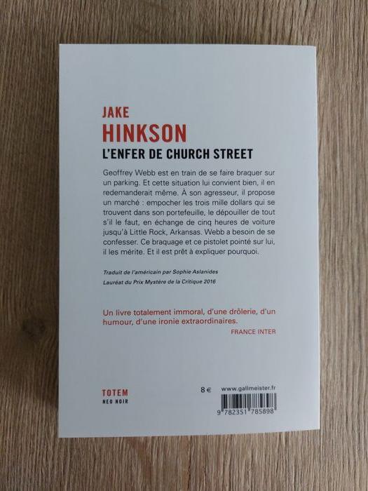 Livre "L'enfer de Church Street" Jake Hinkson Gallmeister - photo numéro 2