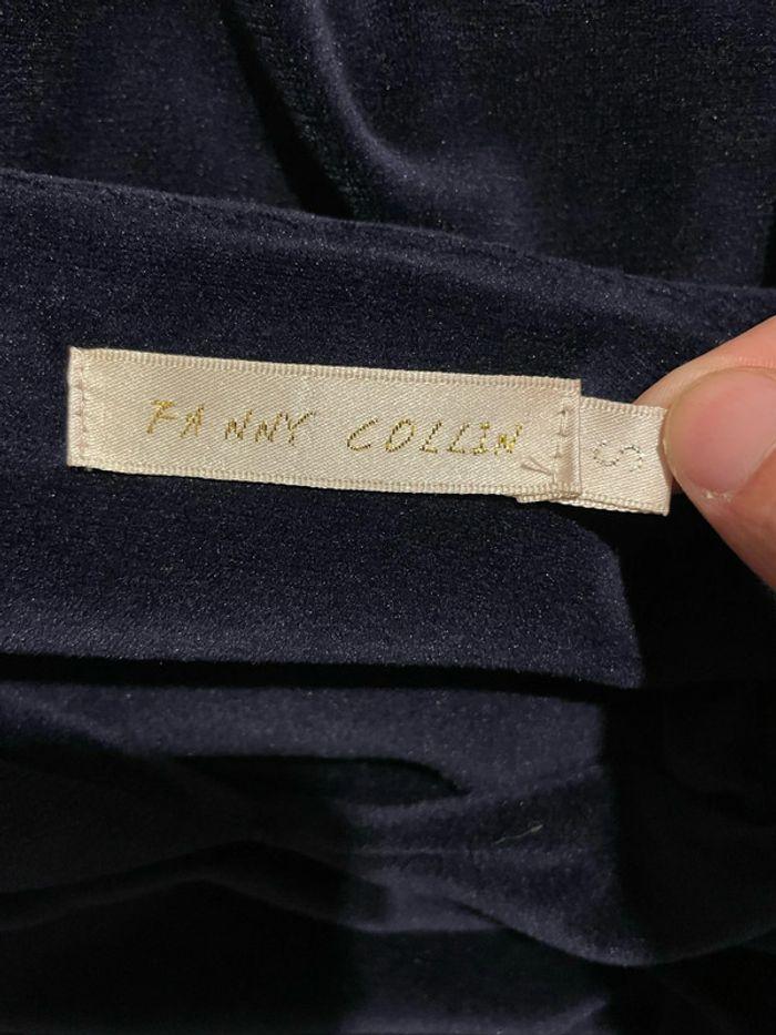 Robe à manches courtes en velours lisse tout doux bleu marine col V Fanny Collin taille S - photo numéro 5