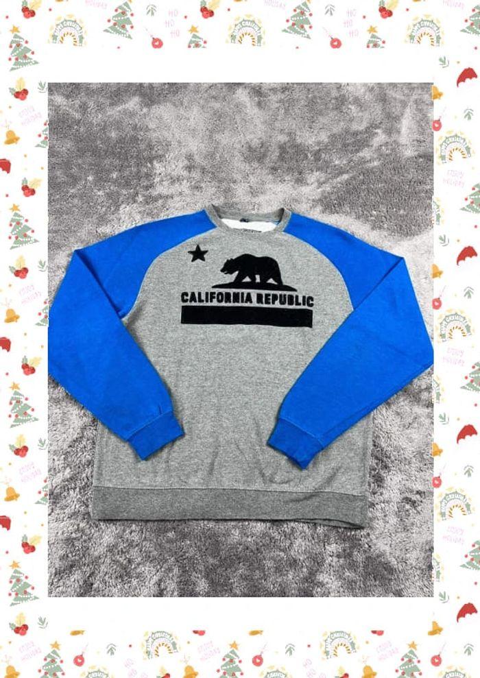 👕 Sweat University Rare Vintage y2k 90s 2000s California Republic gris et Bleu Taille S 👕 - photo numéro 1