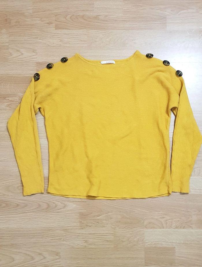 Pull léger jaune en coton - photo numéro 1