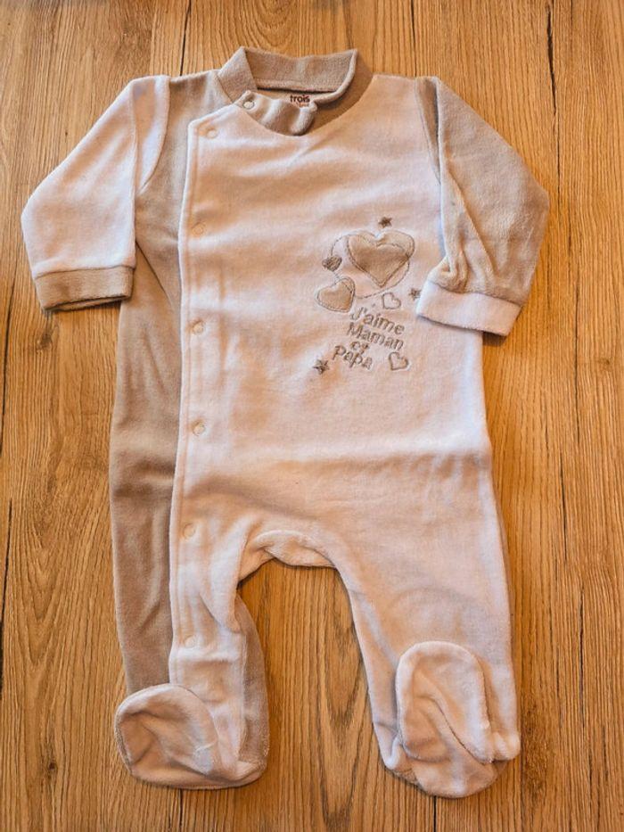 Pyjama gris et blanc cœur 3 mois bébé garçon