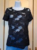 T-shirt dentelle noir taille s