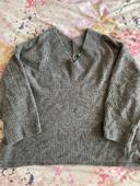 Pull H&M oversize gris chiné col V taille S