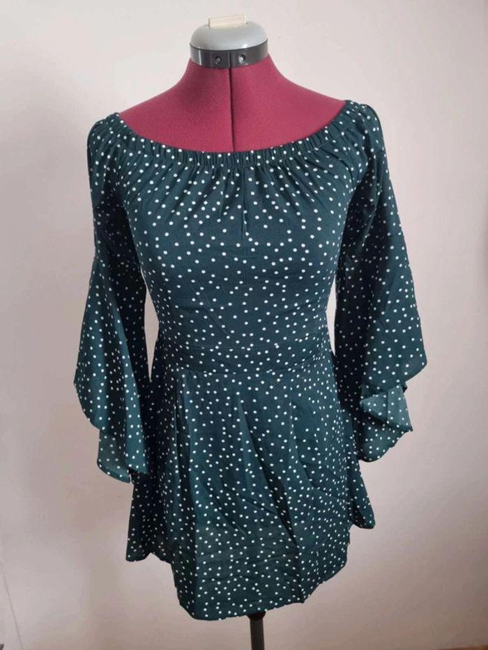 Robe verte  à pois manches  longues Shein taille  S - photo numéro 1