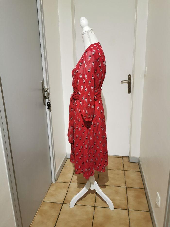 Robe Ba&sh taille 2 soie rouge motif floral Automne hiver - photo numéro 5