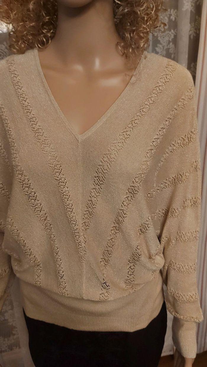 Pull Versia beige doré  taille L - photo numéro 8