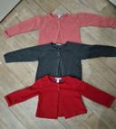 Lot de 3 Gilets fille 18 mois  80 cm