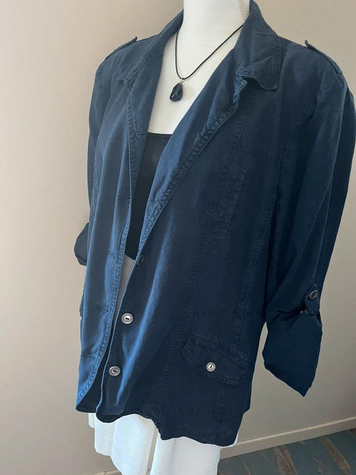 Veste blazer en lin bleu marine Scottage 46/48 - photo numéro 3