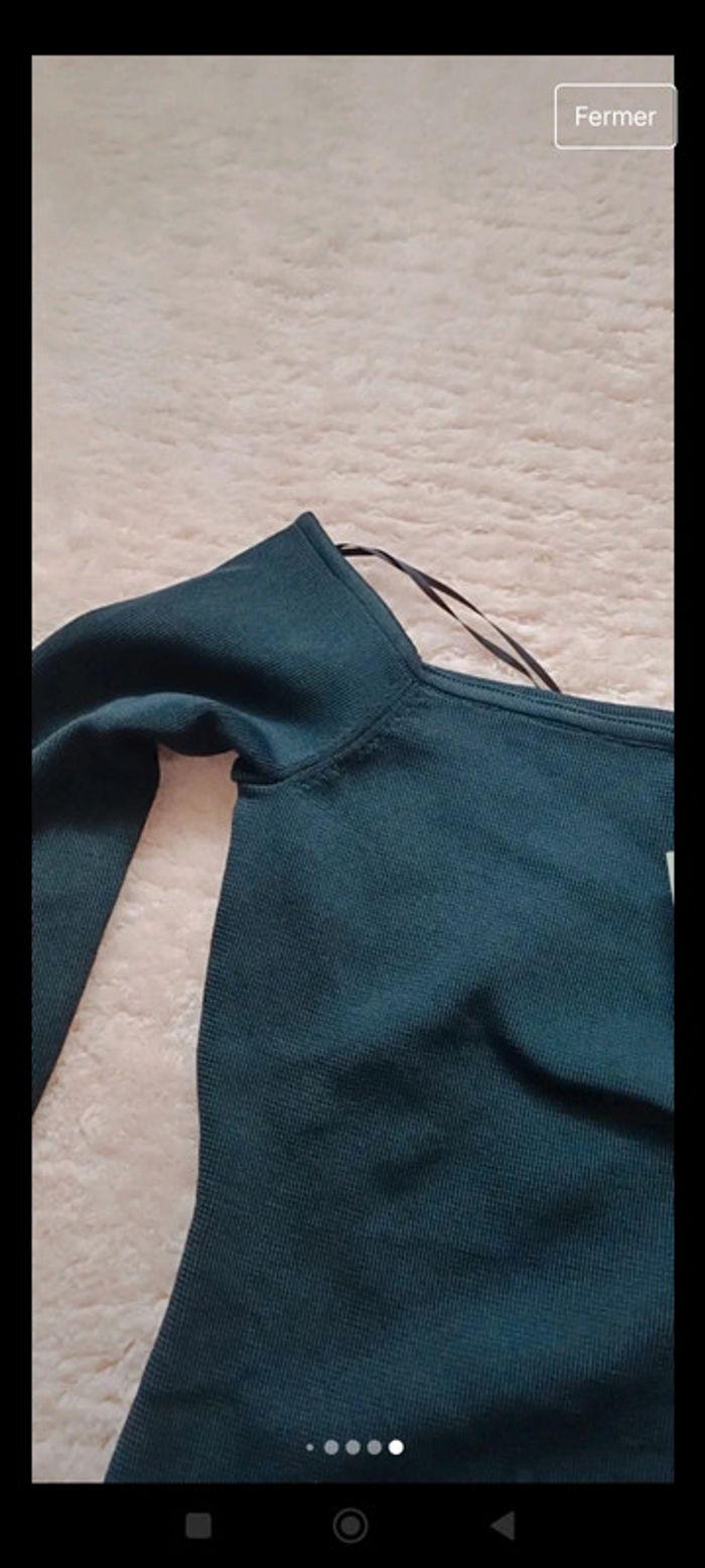 Magnifique blouse épaules dénudées taille M vert bouteille H&M manches longues - photo numéro 6