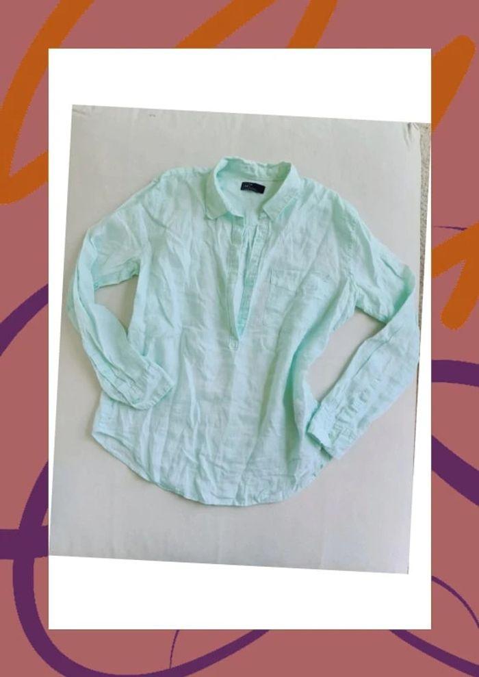 Gap blouse verte en lin - photo numéro 1