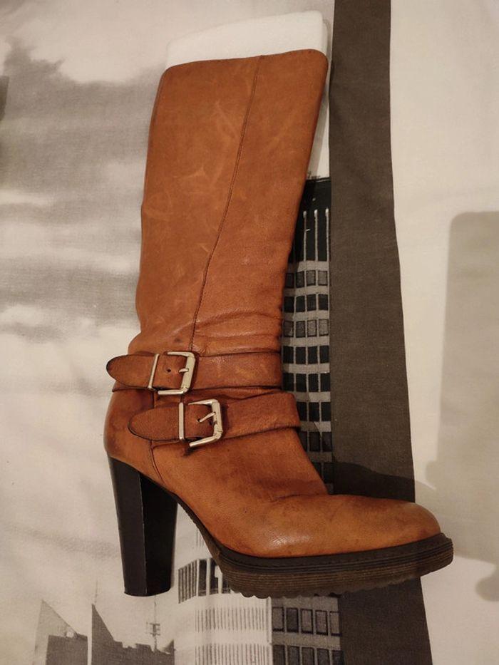 Bottes cuir camel 37 - photo numéro 2