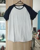 Tee-shirt blanc et manches bleu marine Kiabi - Taille M