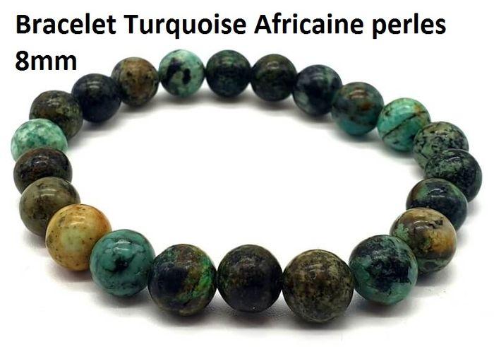 Bracelet de perles minérales en turquoise africaine. - photo numéro 1