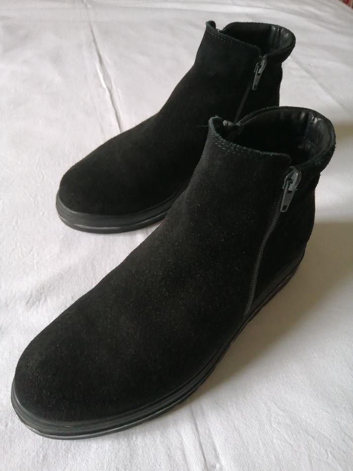 bottines noires en croute de cuir - photo numéro 2