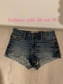 Short en jean bleu court taille haute bas frange neuf hollister taille W28 soit taille 38