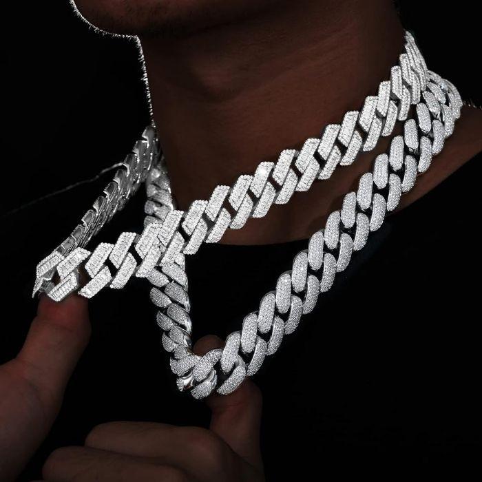 Collier cubain personnalisé en argent regardé S925 pour homme, Hip Hop, Moissanite, Link JOoptics, Miami, VVS,25mm - photo numéro 3