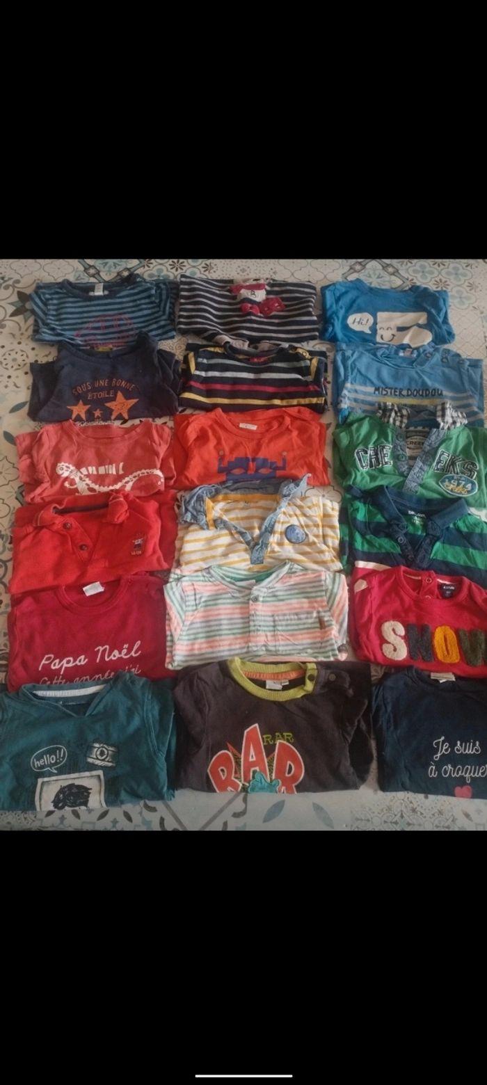 Lot de 18 t-shirts manches longues 18mois tbe garçon - photo numéro 1