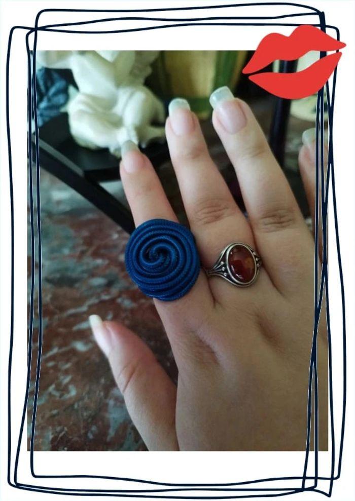 Bague tressée forme de rose bleu 15,3 mm - photo numéro 7