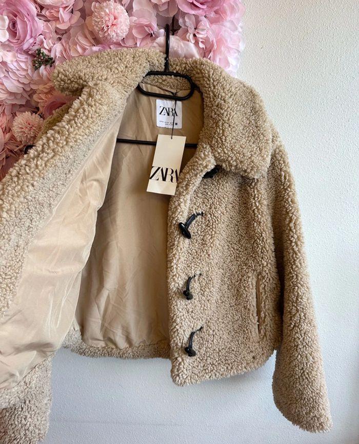 Veste Zara teddy beige, taille XS oversize, neuve - photo numéro 5