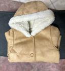 Manteau mixte en daim à capuche