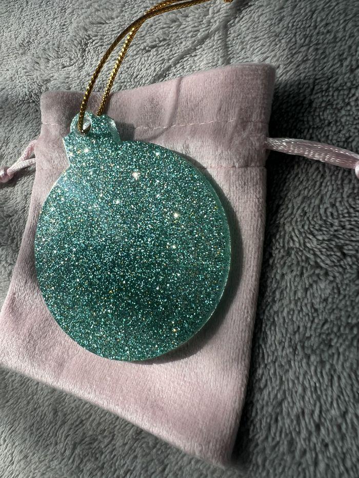 Décoration noël - boule de noël vert foncé - paillettes - photo numéro 3