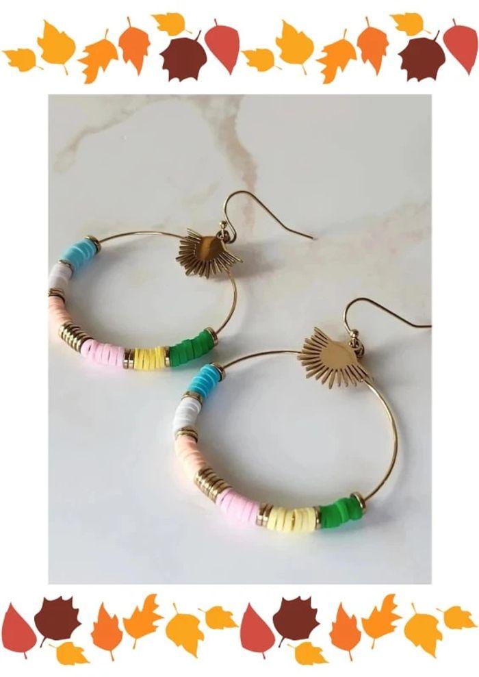 🌺 Boucles d'oreilles originales multicolore 🌺 - photo numéro 1