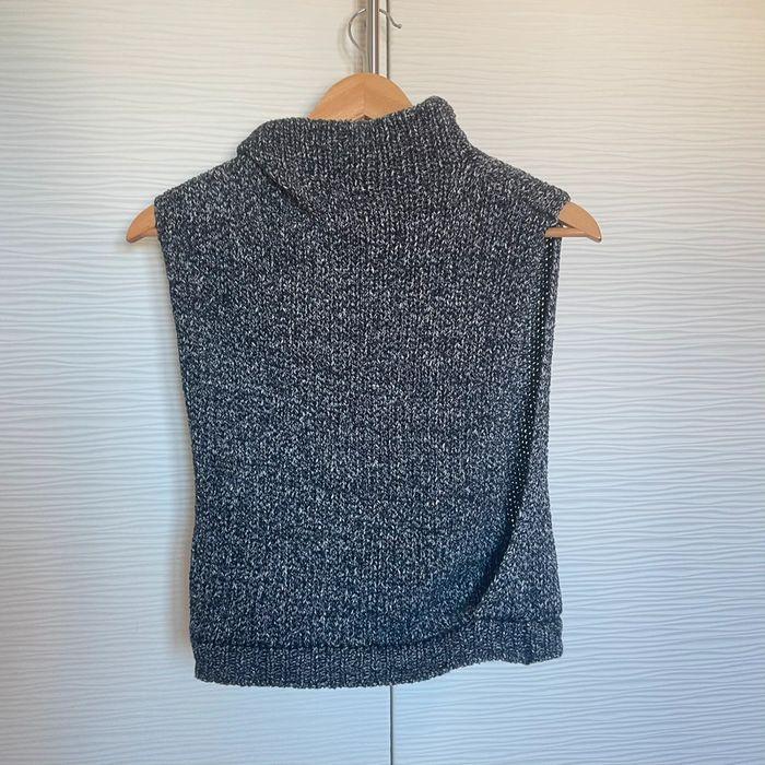 Pull - poncho sans manche gris chiné Zara Knit femme - photo numéro 9