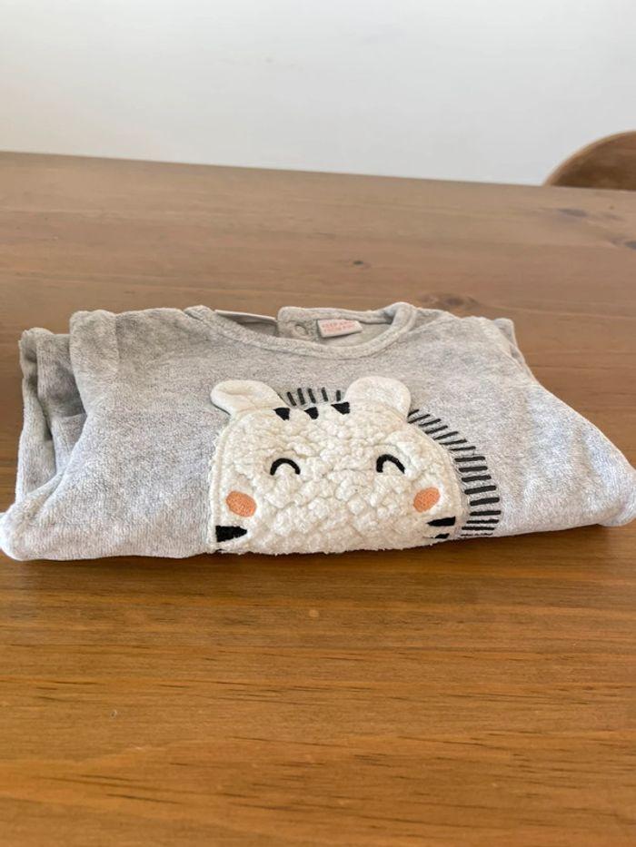 Pyjama velours gris Zara Kids 3/6 mois 68cm - photo numéro 4