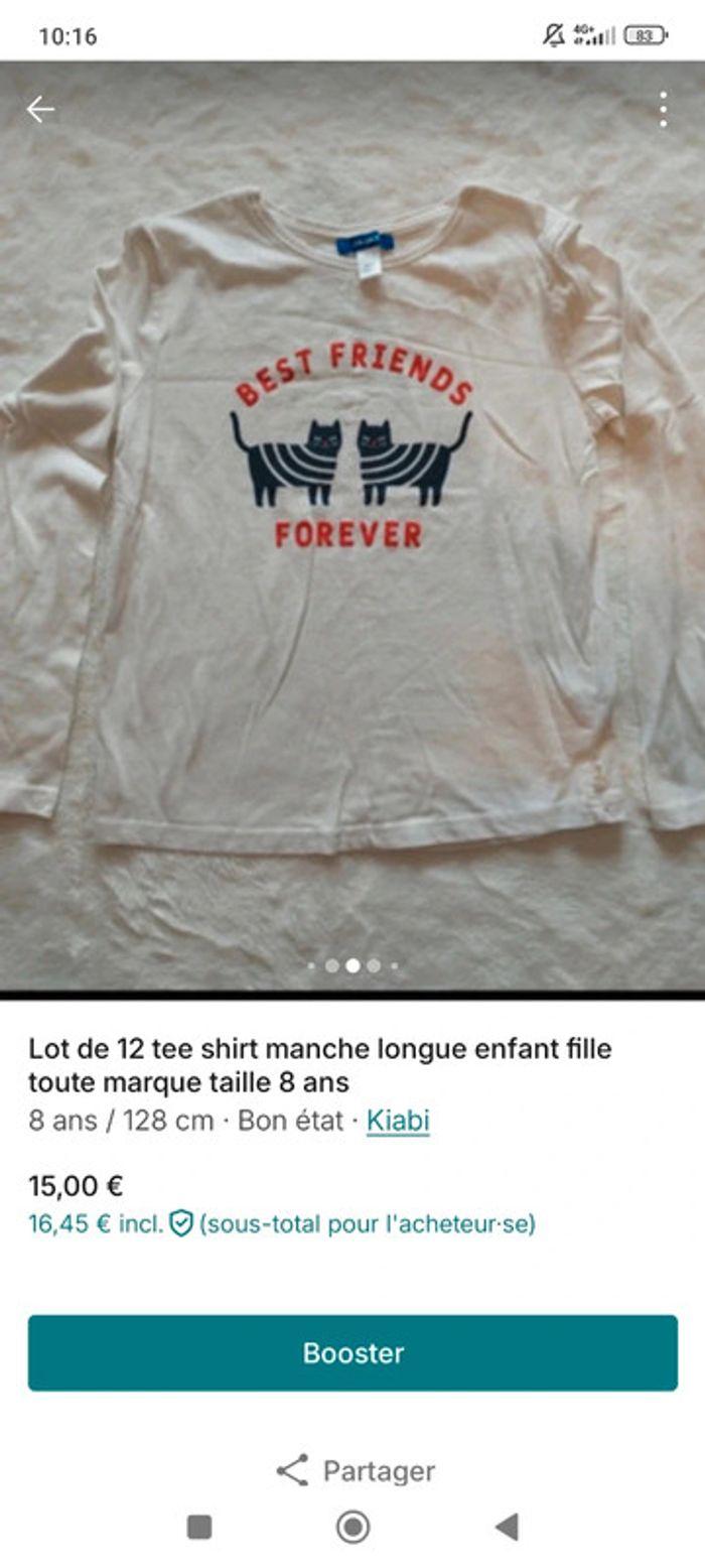 Lot de tee shirt manche longue  enfant fille toute marque taille 08 ans - photo numéro 8