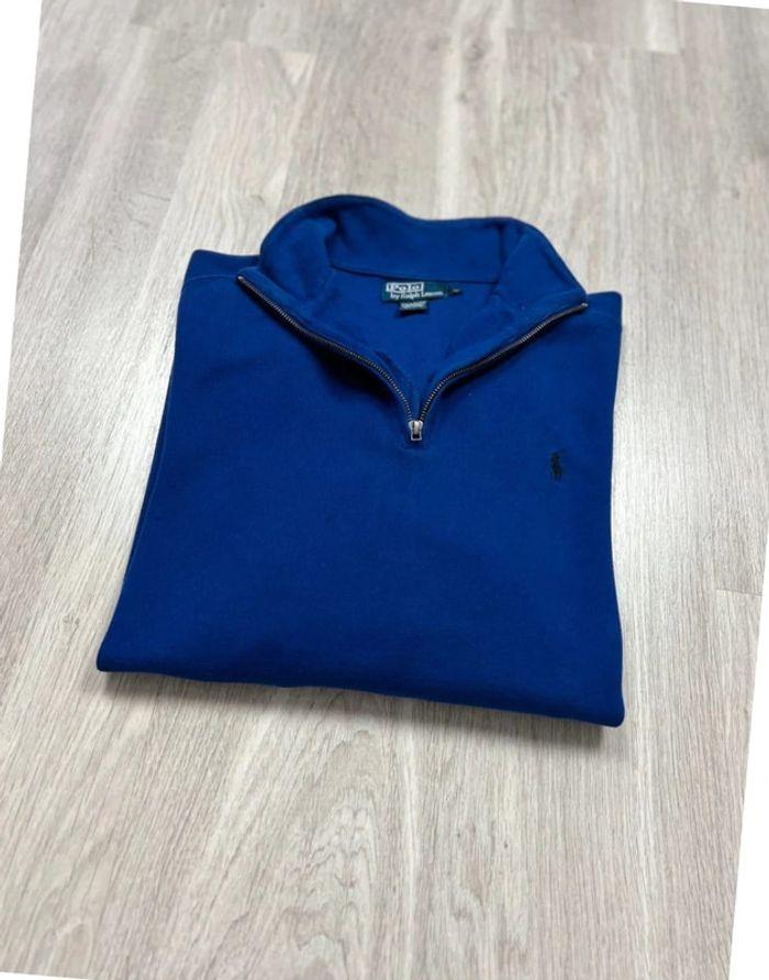 👕 Half Zip, Quart Zip, sweat col roulé à fermeture Ralph Lauren Bleu Violet Taille L 👕 - photo numéro 1