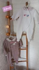 Pyjama fille 3 mois - lot de 2