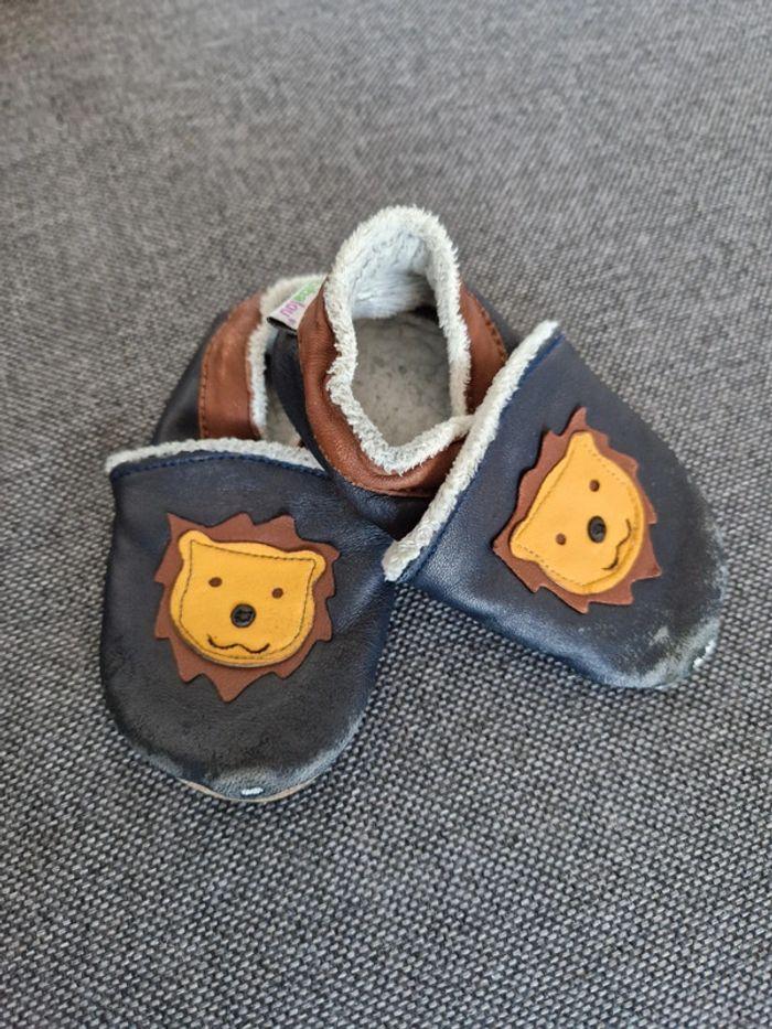 Chaussons bibalou fourrés et en cuir 18-24 mois - photo numéro 1