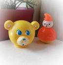 candlestick pouêt ours Teddy ourson jaune yellow italy culbuto orange clown Fisher Price roly poly