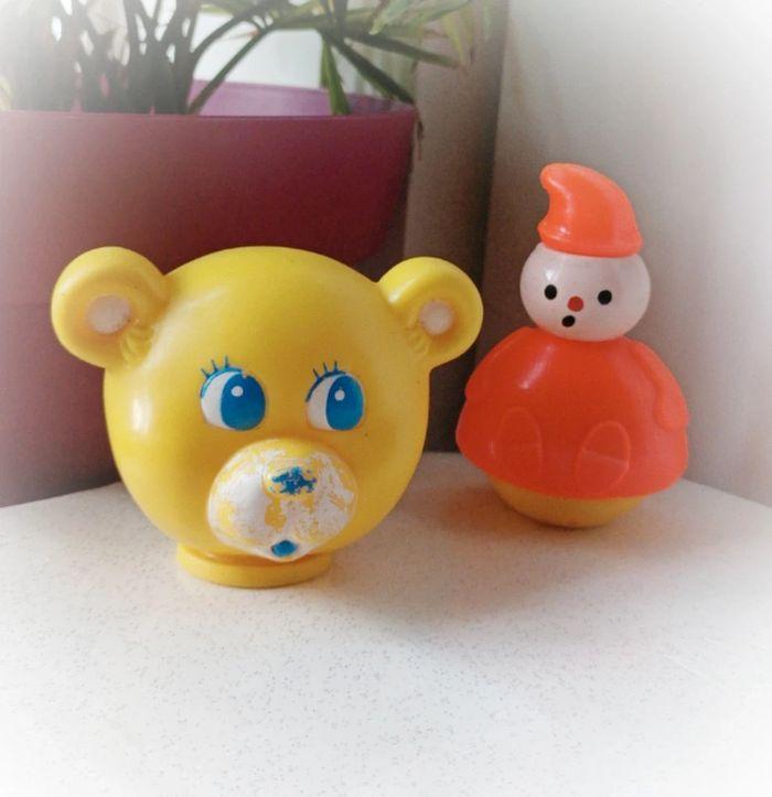 candlestick pouêt ours Teddy ourson jaune yellow italy culbuto orange clown Fisher Price roly poly - photo numéro 1