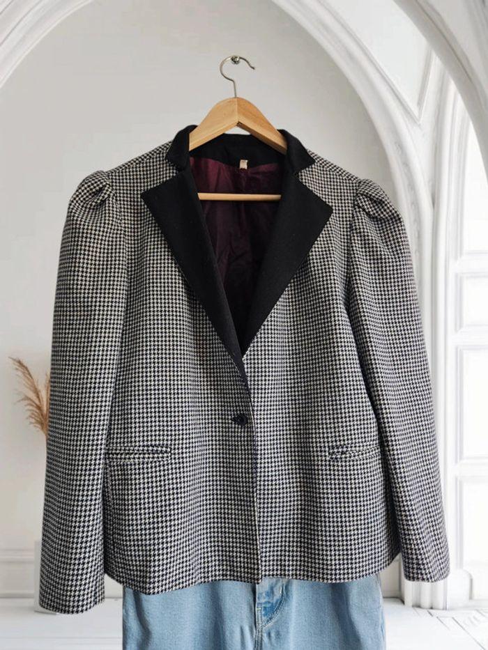 Blazer Vintage - laine - pied de poule - photo numéro 3