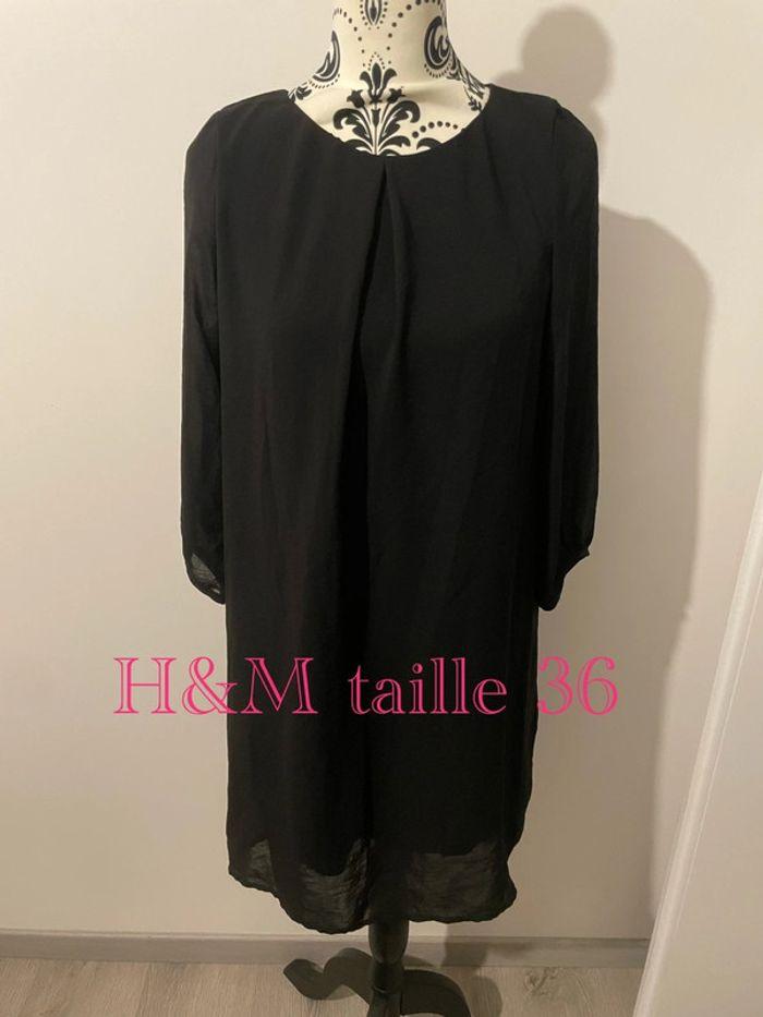 Robe noir à manches longues en voile doublé H&M taille 36 - photo numéro 1