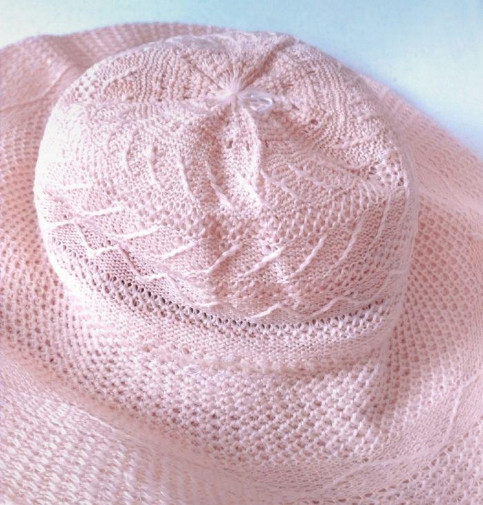 Chapeau rose pale, effet paille forme capeline - photo numéro 2