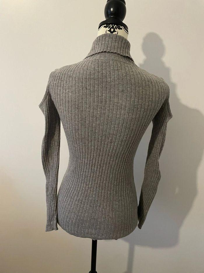 Pull col roulé a cote extensible gris épaule ouverte atmosphère taille 36 - photo numéro 5