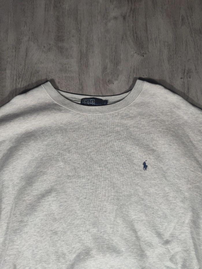 Pull Crewneck Ralph Lauren Gris Chiné Logo Brodé Bleu Marine Taille XL Homme - photo numéro 4