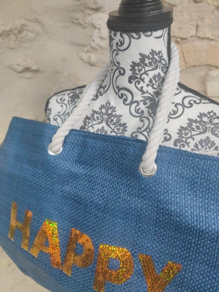 Sac de plage osier Happy paillettes - photo numéro 3