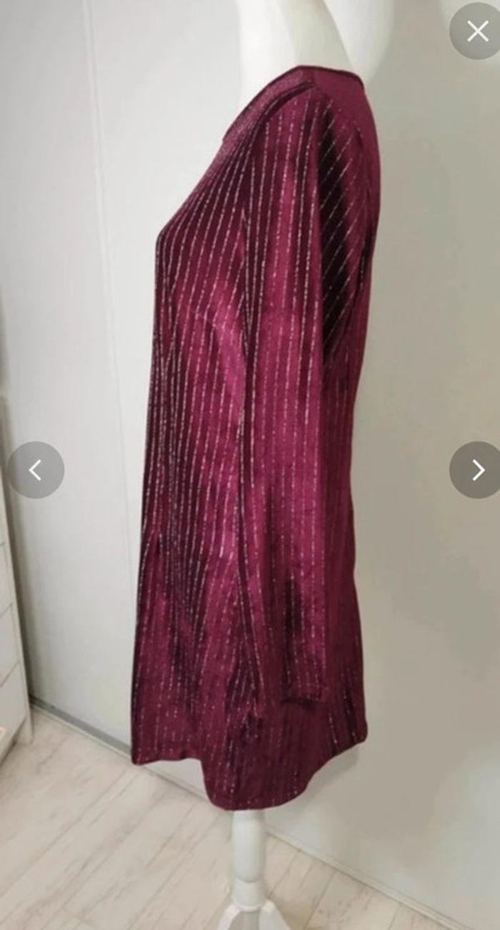 Robe en velours bordeaux a rayures argentées femme taille 38/40 , M/ L 🖤 - photo numéro 9