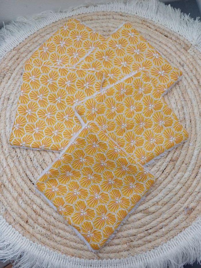 Lot de 5 lingettes lavables - coloris jaune - photo numéro 2